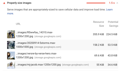 Image optimization audits in the Lighthouse