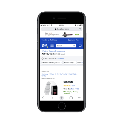 Best Buy category page for 'activity trackers'