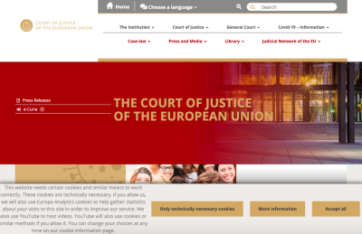 Screengrab of the CJEU’s cookie consent