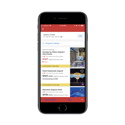 Hotels.com app search