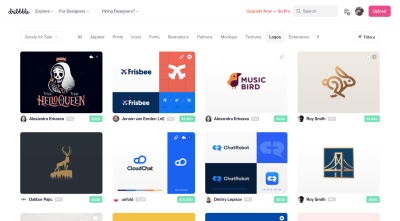 Dribbble “Goods for Sale” page featuring logos