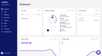 MyKinsta control panel