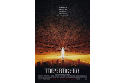 The Independence Day poster fills its white space with a spaceship