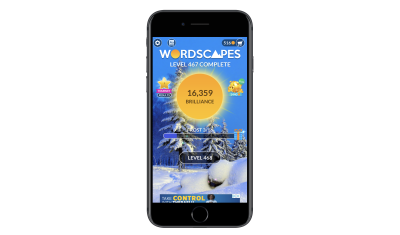 A cutoff banner ad in Wordscapes app