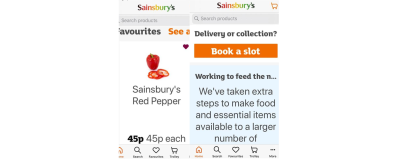 Sainsbury’s app on a smartphone