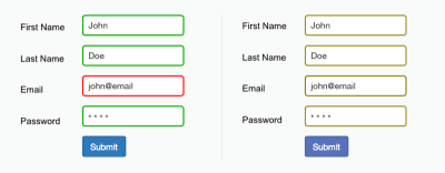 The form field’s design relies only on red and green to indicate fields with and without an error. Color-blind users cannot differentiate the fields highlighted in red.
