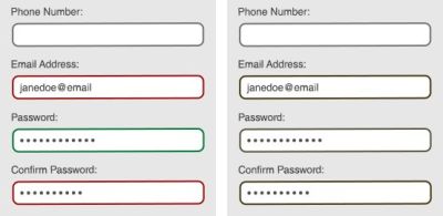 A form with color-based indicators