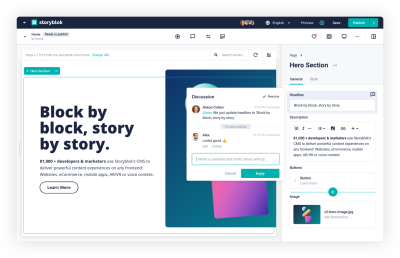 A screenshot of Storyblok’s CMS