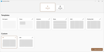 A screenshot of the Grid Editor in the FancyZones app, part of the PowerToys package