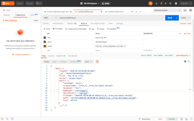 Testing Adding new music API using Postman