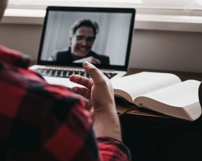 Two people having a video conference