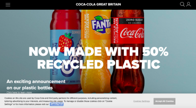 Screengrab of Coca-Cola’s cookie consent notice with ‘accept all cookies’ highlighted