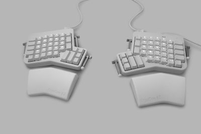 The ErgoDox EZ is a keyboard split in two halves for improved ergonomics