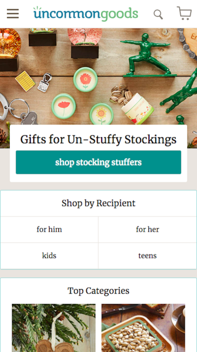 Uncommon Goods holiday home page