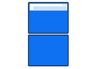 A foldable device illustration with displays stacked on top of each other