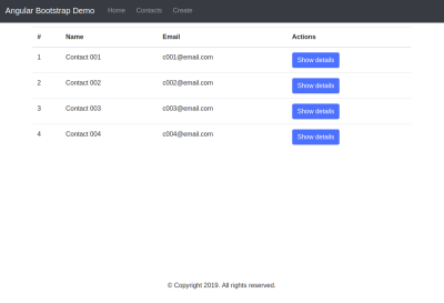 Angular Bootstrap Demo: Contacts Page
