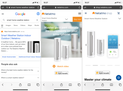 Screenshots of the Netatmo website