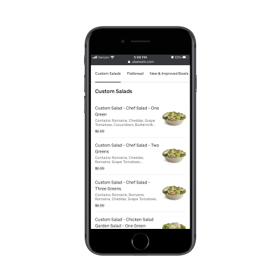 Uber Eats sticky menu