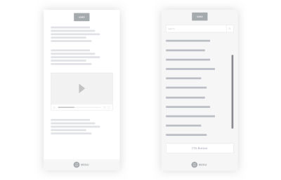 A wireframe of a reimagined large menu