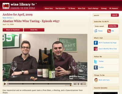 A screenshot of Wine Library TV website