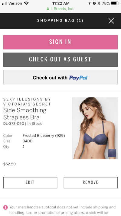 Victoria’s Secret express checkout options