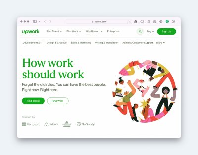 A screenshot of the Upwork website