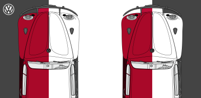 Left: My gradient starts on the left. Right: I change the direction without altering my percentage color stops.