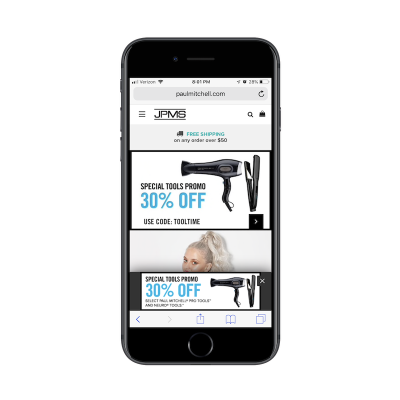 Duplication of mobile pop-up on Paul Mitchell