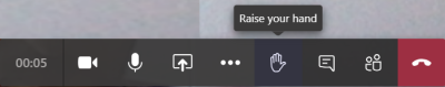 Raised hand icon on display in Microsoft Teams