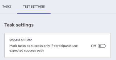 Indigo.Design usability test settings - success criteria