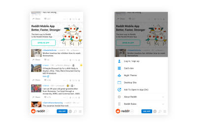 The <a href='https://www.reddit.com/'>Reddit website</a> with a reimagined bottom navigation