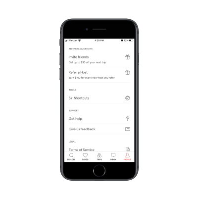 Airbnb 'Invite friends' feature