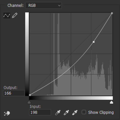 Curves histogram with one anchor point added