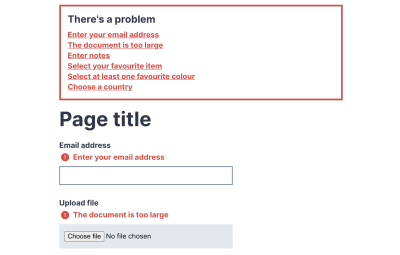 An example of an error summary component