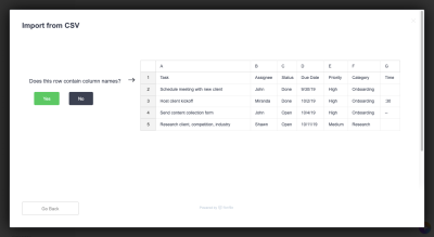 ClickUp data import column identification