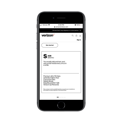 Verizon Wireless 2GB wireless plan details