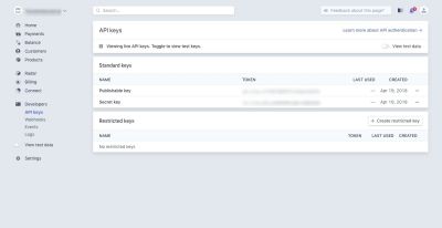 Stripe API keys
