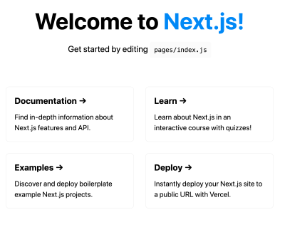 A screenshot of Next.js default starter index page