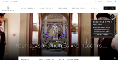 Interactive pop-up widget on Four Seasons