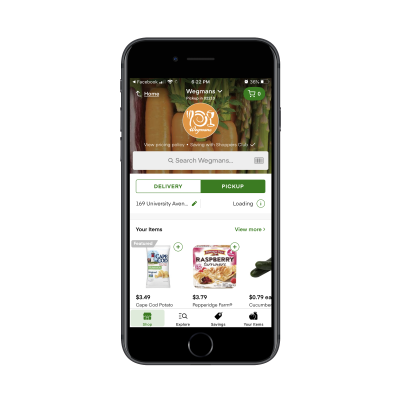 Instacart mobile app - shopping with Wegmans