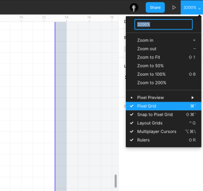 View settings panel in Figma