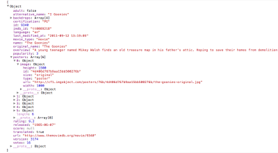 JSON viewed in Google Chrome’s developer console