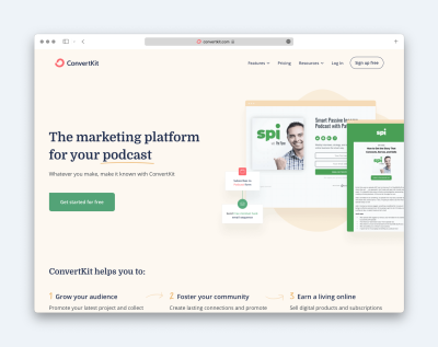 Convertkit website screengrab