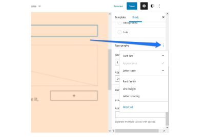 A screenshot of hidden block settings