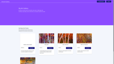 Home page in gallery application displaying all products fetched from Stripe.