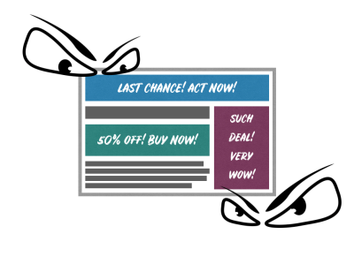 Illustration of web site banners pushing users to act