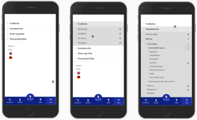 Mobile views of three websites: Otto, Korea Post and Deutsche Post