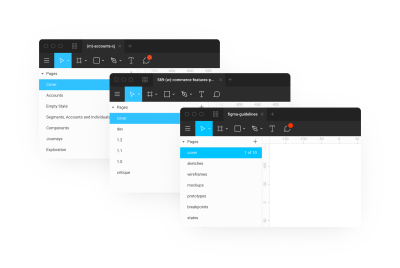 Two screenshots showing different ways to name Figma pages