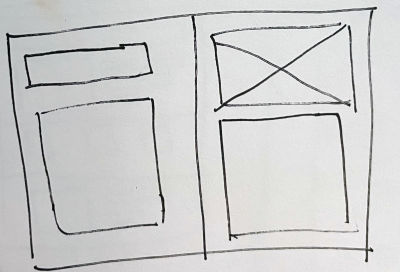 A sketch of how my website should be laid out on a dual screen device