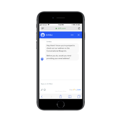 Drift mobile chatbot